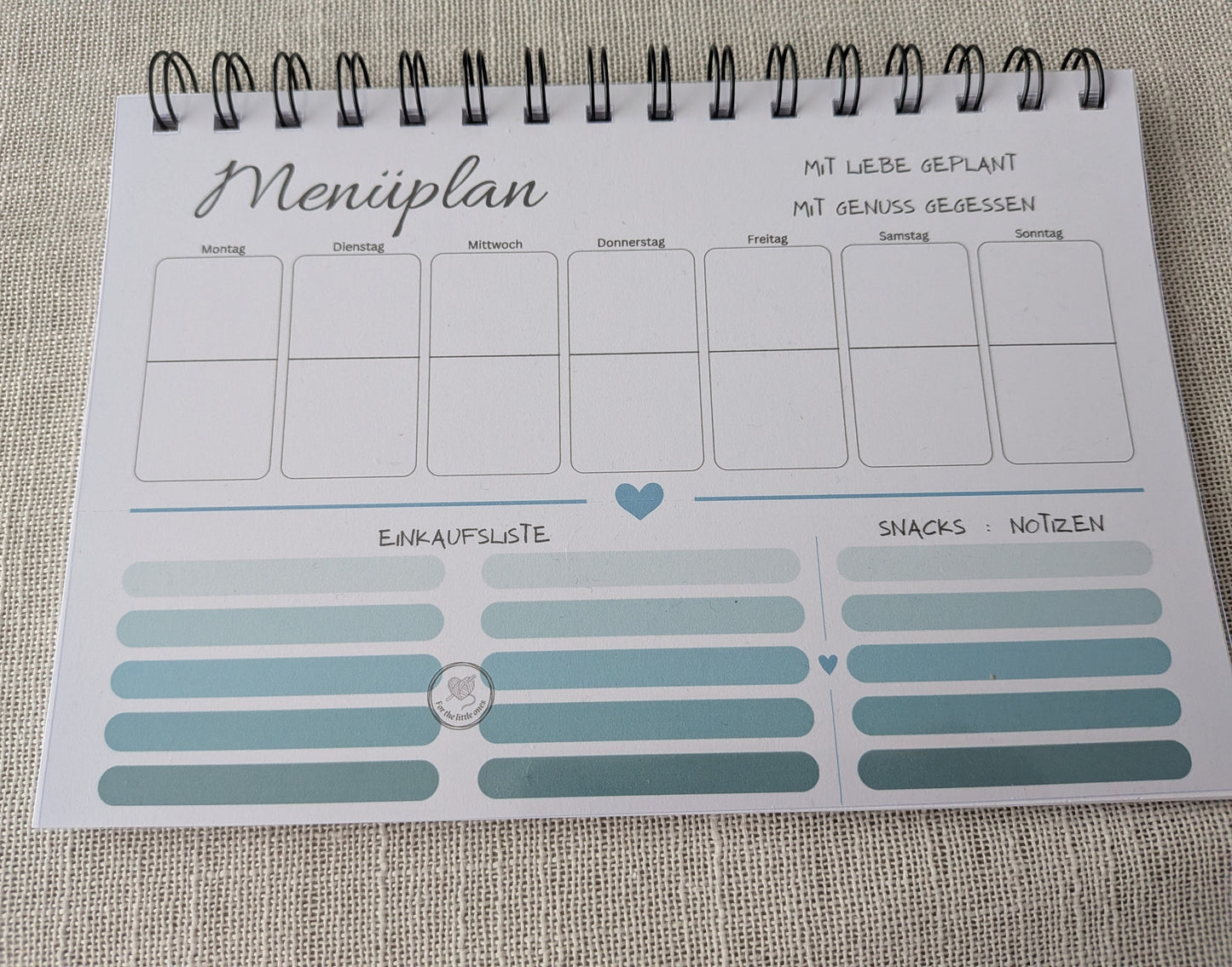 Menüplan A5 – Mit Liebe geplant, mit Genuss gegessen | mit Einkaufsliste