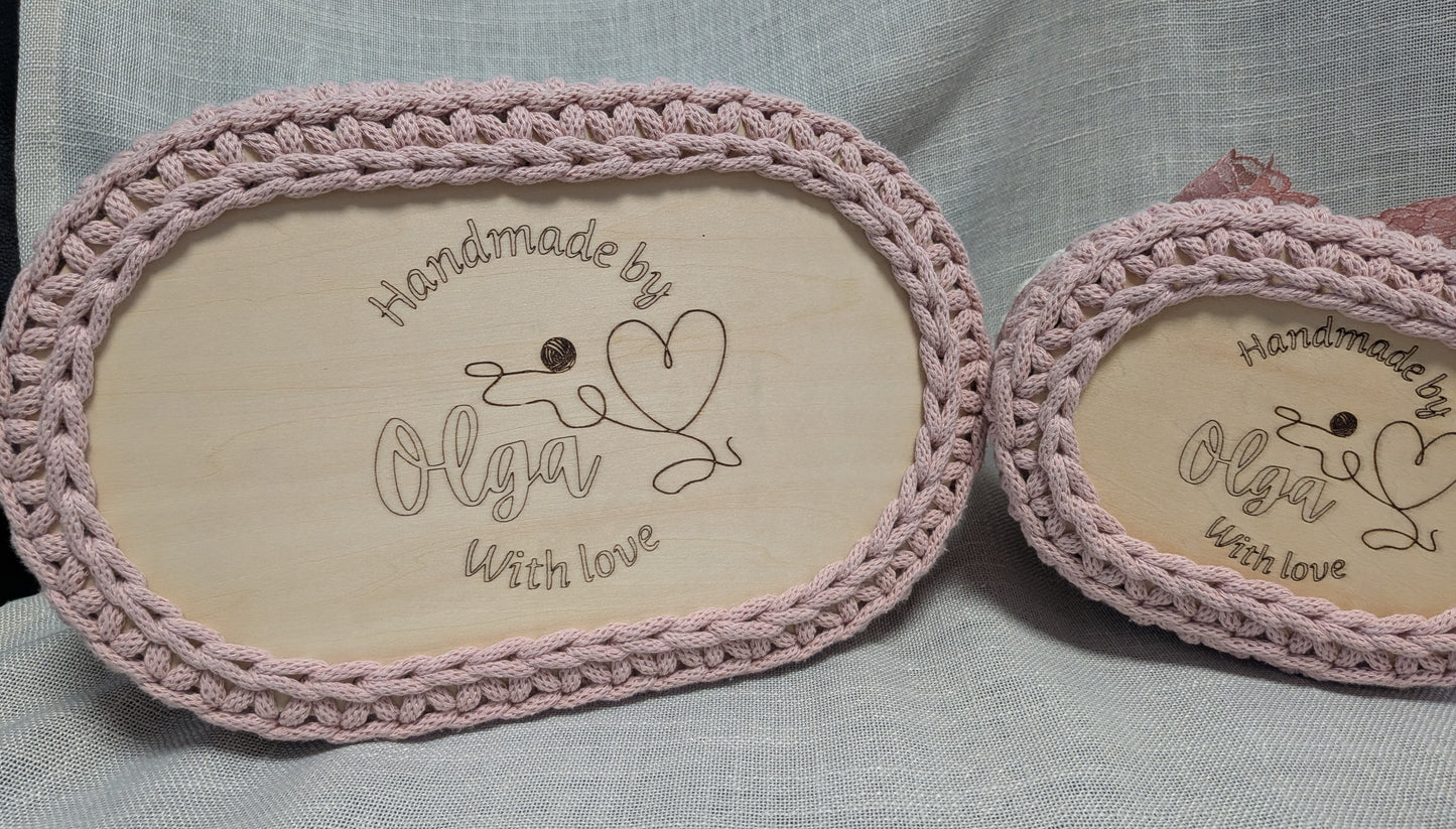 Gehäkelte Körbchen mit Schleife – 2er Set | Handgemacht | Aufbewahrung in Creme & Altrosa