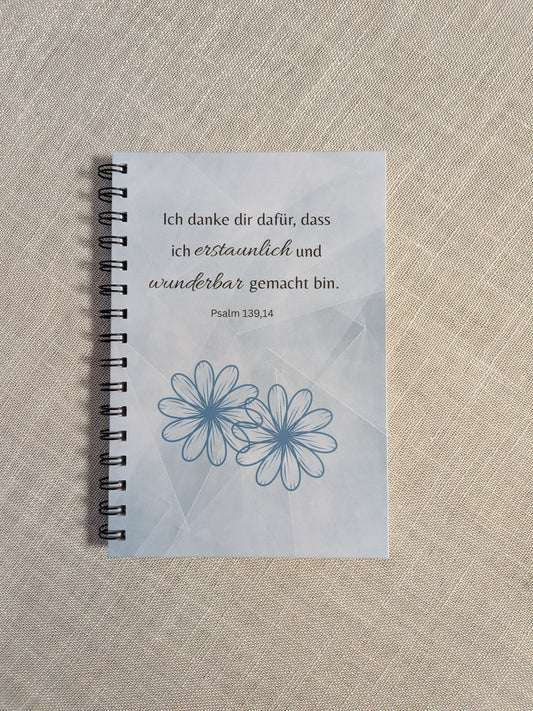 Christlicher Notizblock "Ich danke dir dafür, dass ich erstaunlich und wunderbar gemacht bin"