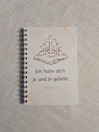 Christlicher Notizblock "Ich habe dich je und je geliebt"