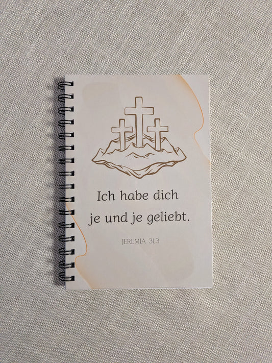 Christlicher Notizblock "Ich habe dich je und je geliebt"