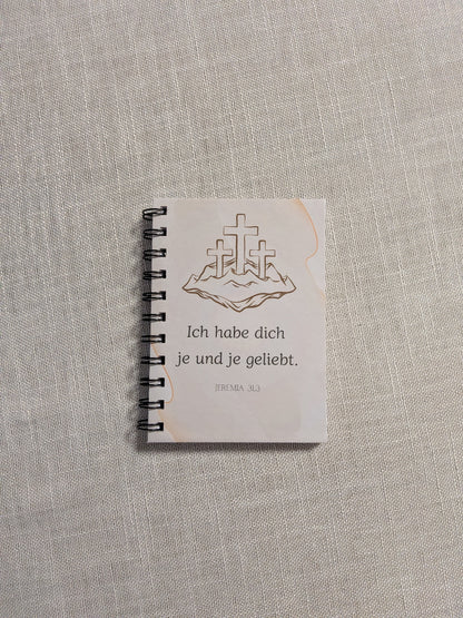 Christlicher Notizblock "Ich habe dich je und je geliebt"