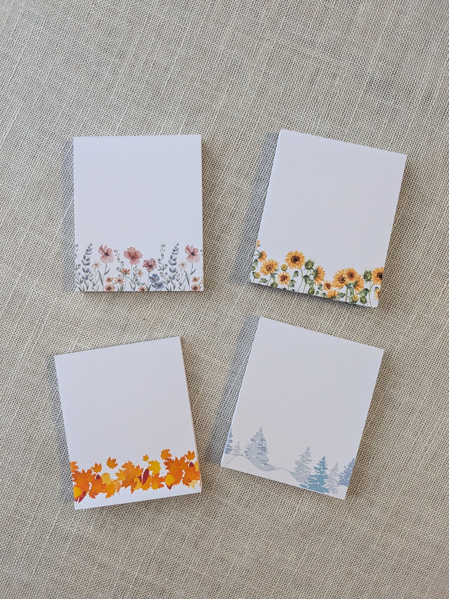 Liebevoll gestaltete Mini-Notizblöcke Jahreszeiten | 4er Set