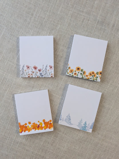 Liebevoll gestaltete Mini-Notizblöcke Jahreszeiten | 4er Set