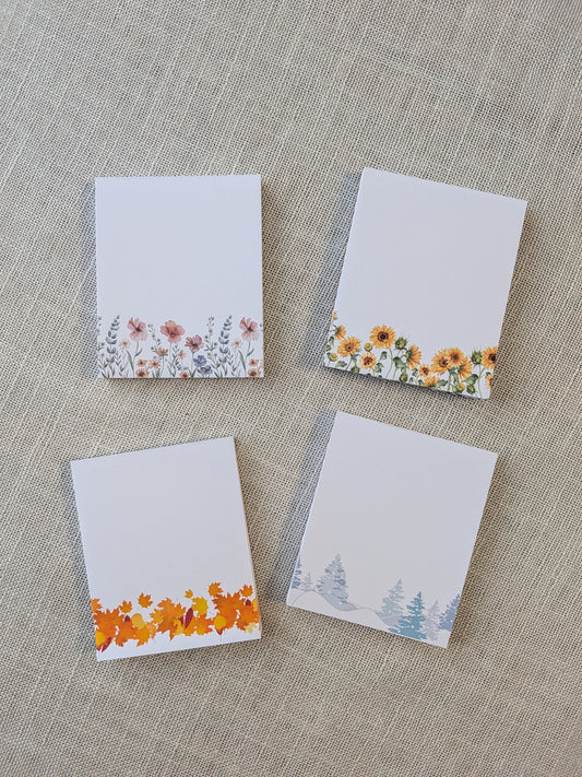 Liebevoll gestaltete Mini-Notizblöcke Jahreszeiten | 4er Set