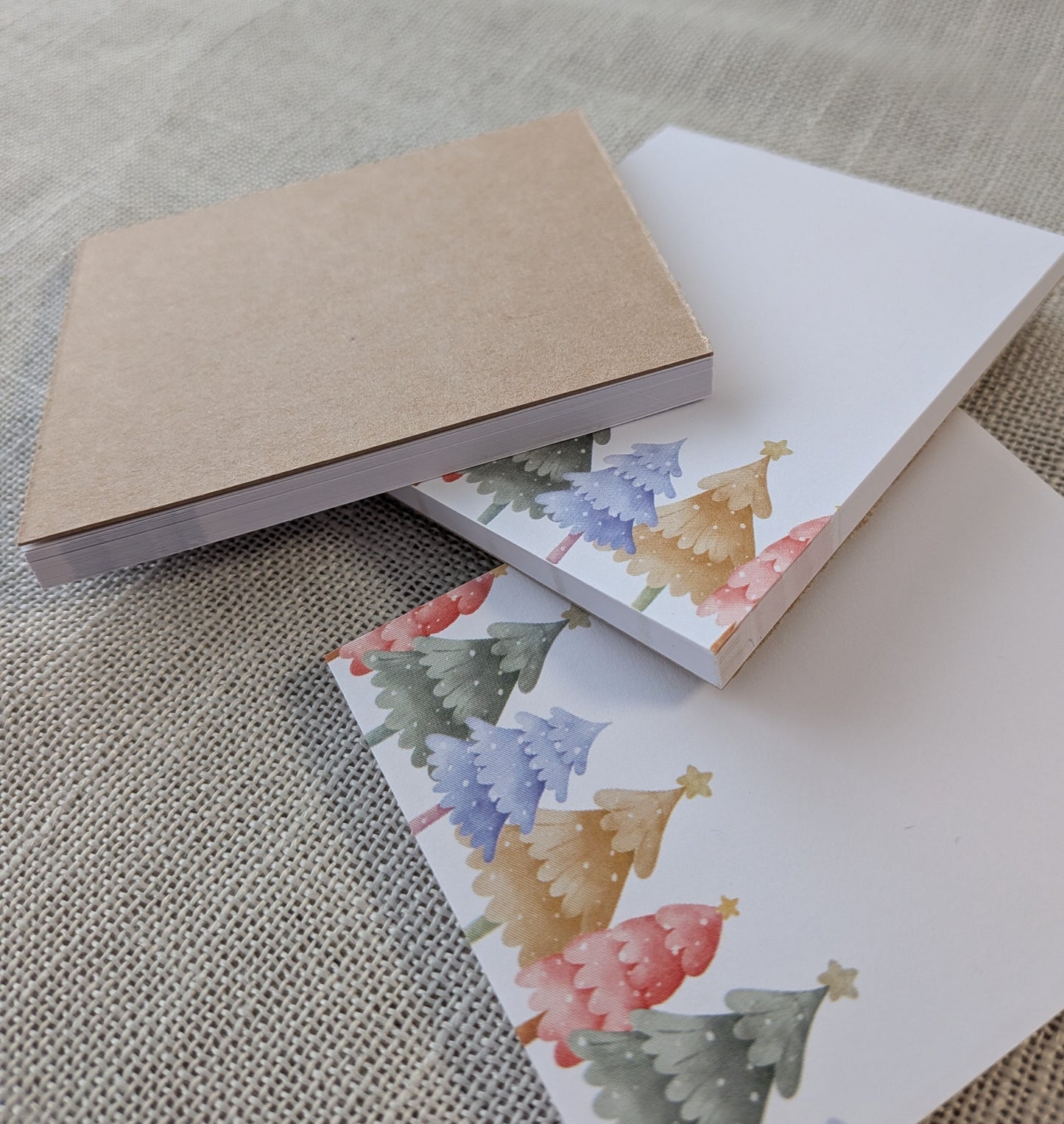 Liebevoll gestaltete Mini-Notizblöcke Weihnachtstannen | 3er Set