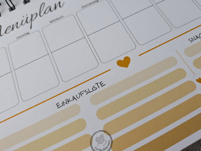 Menüplan A5 – Mit Liebe geplant, mit Genuss gegessen | mit Einkaufsliste
