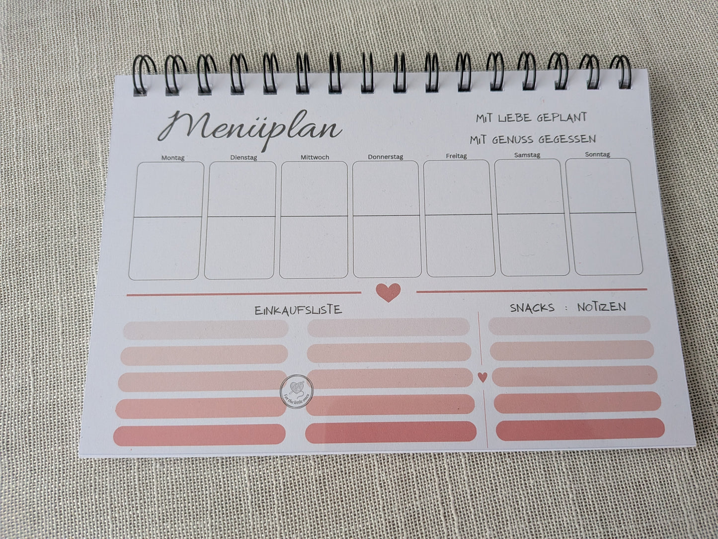 Menüplan A5 – Mit Liebe geplant, mit Genuss gegessen | mit Einkaufsliste