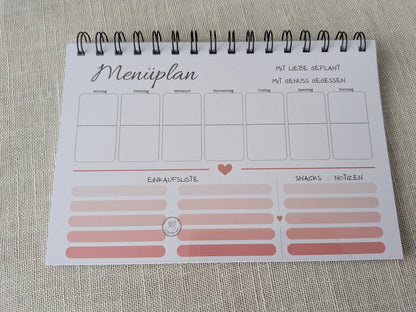 Menüplan A5 – Mit Liebe geplant, mit Genuss gegessen | mit Einkaufsliste