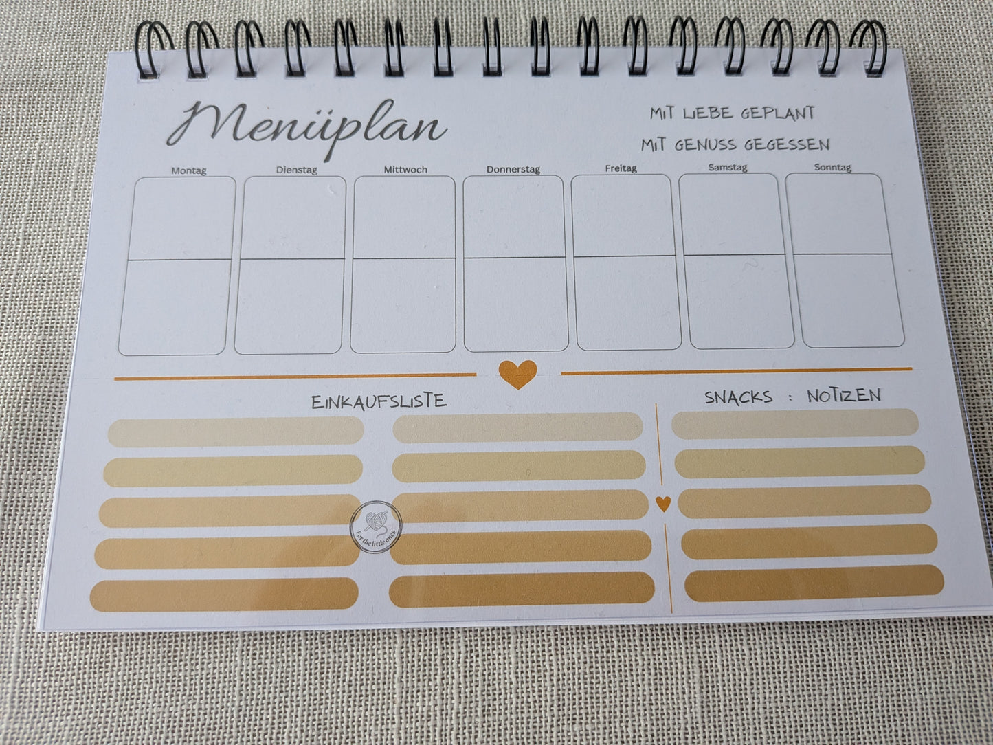 Menüplan A5 – Mit Liebe geplant, mit Genuss gegessen | mit Einkaufsliste