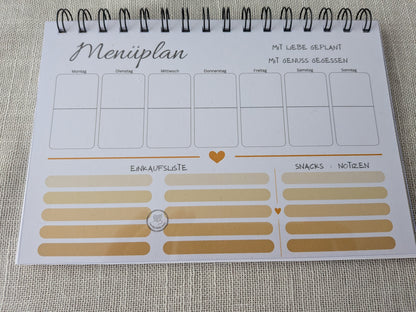 Menüplan A5 – Mit Liebe geplant, mit Genuss gegessen | mit Einkaufsliste