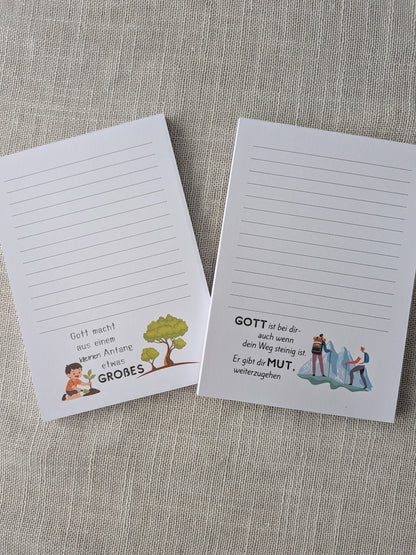 Christlicher Notizblock A6 für Jungen – Mut & Zuversicht (Einzeln oder im Set)