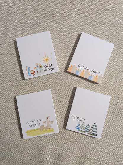 Liebevoll gestaltete Mini-Notizblöcke "Du bist ein Segen" | 4er Set