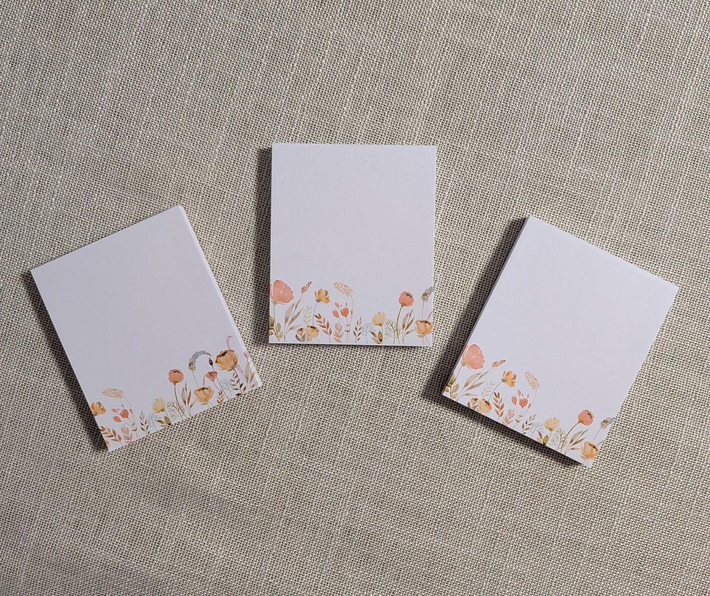 Liebevoll gestaltete Mini-Notizblöcke Blumen - Gelb | 3er Set