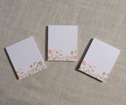 Liebevoll gestaltete Mini-Notizblöcke Blumen - Gelb | 3er Set
