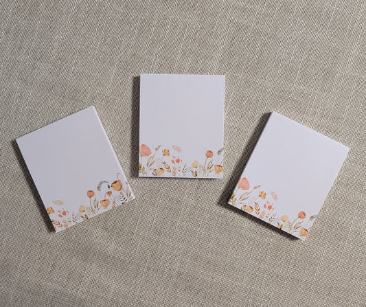Liebevoll gestaltete Mini-Notizblöcke Blumen - Gelb | 3er Set