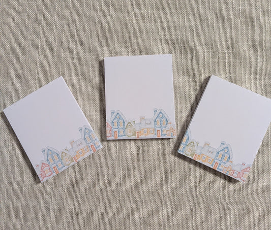 Liebevoll gestaltete Mini-Notizblöcke Häuser im Schnee | 3er Set