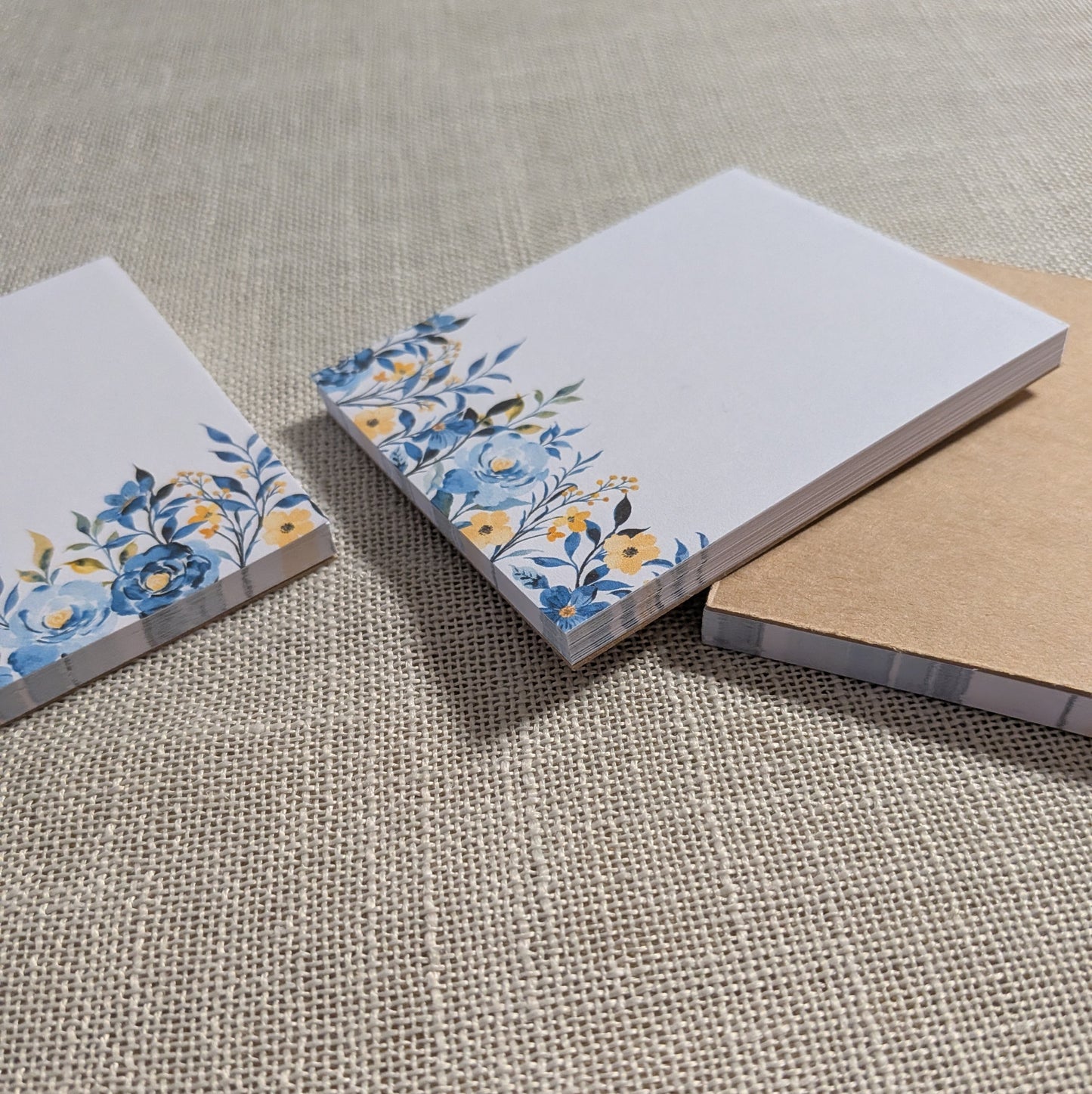 Liebevoll gestaltete Mini-Notizblöcke Blumen - Blau | 3er Set