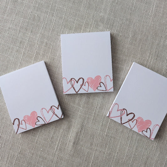 Liebevoll gestaltete Mini-Notizblöcke romantische Herzen | 3er Set
