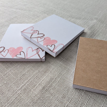 Liebevoll gestaltete Mini-Notizblöcke romantische Herzen | 3er Set