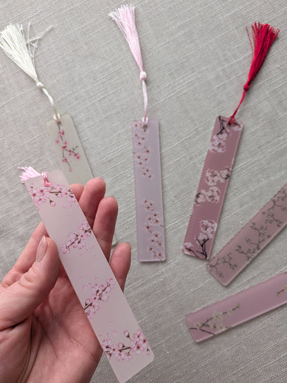 Acryl Lesezeichen mit Quaste – 2er Set | Zartes Blüten Design | Planner & Bibel Zubehör