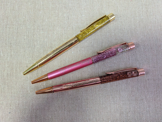 Glitzer Kugelschreiber „OlgaGrünwaldDesign“ – Eleganter Gold & Rosa Stift | Zubehör