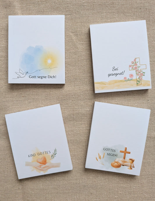 Christliche Mini Notizblöcke Set – Segenssprüche – kleines christliches Geschenk – Gott segne dich – Papeterie