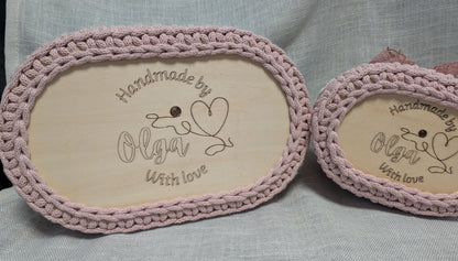 Gehäkelte Körbchen mit Schleife – 2er Set | Handgemacht | Aufbewahrung in Creme & Altrosa