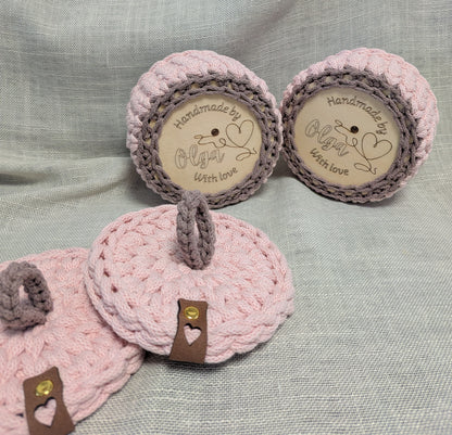 Gehäkelte Körbchen mit Deckel – 2er Set | Hellrosa | Handgemacht