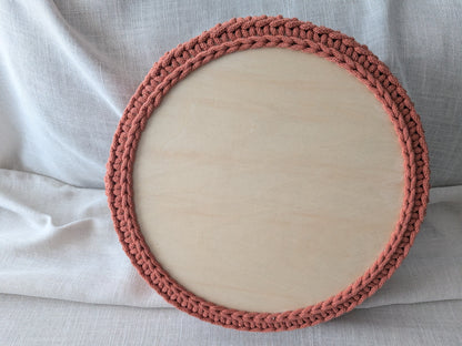 Brotkorb aus Bobbiny Baumwolle mit Holzboden - Handgemacht 31cm